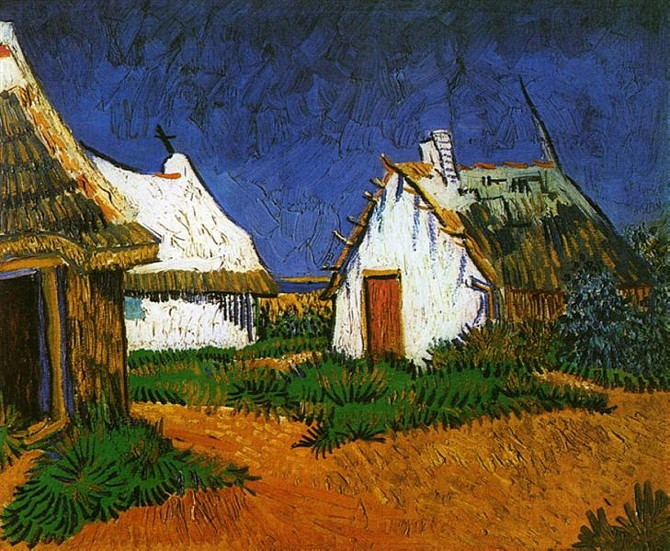 Vincent van Gogh: Tři bílé chalupy v Saintes-Maries 