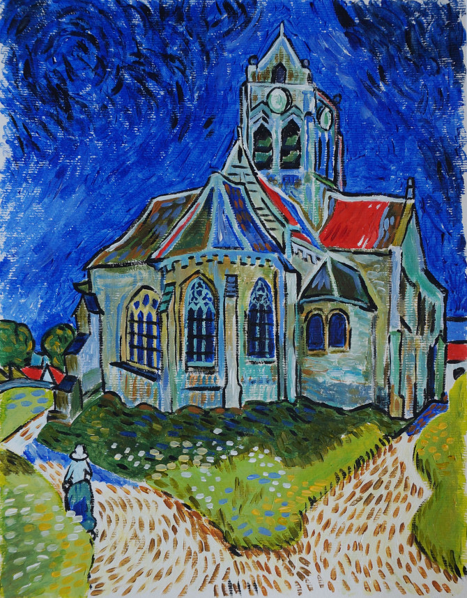 kopie Van Gogha: Kostel v Auvers